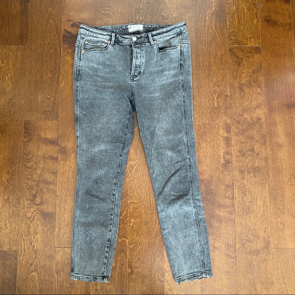 Grey Free People button up jeans.